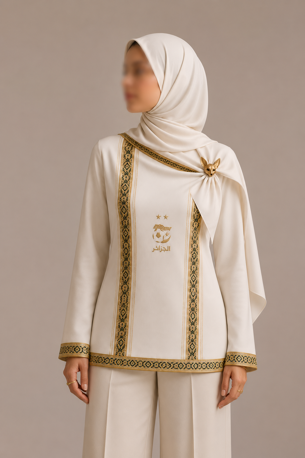 Ivoire Royal — Tunique Manches Longues Voilée