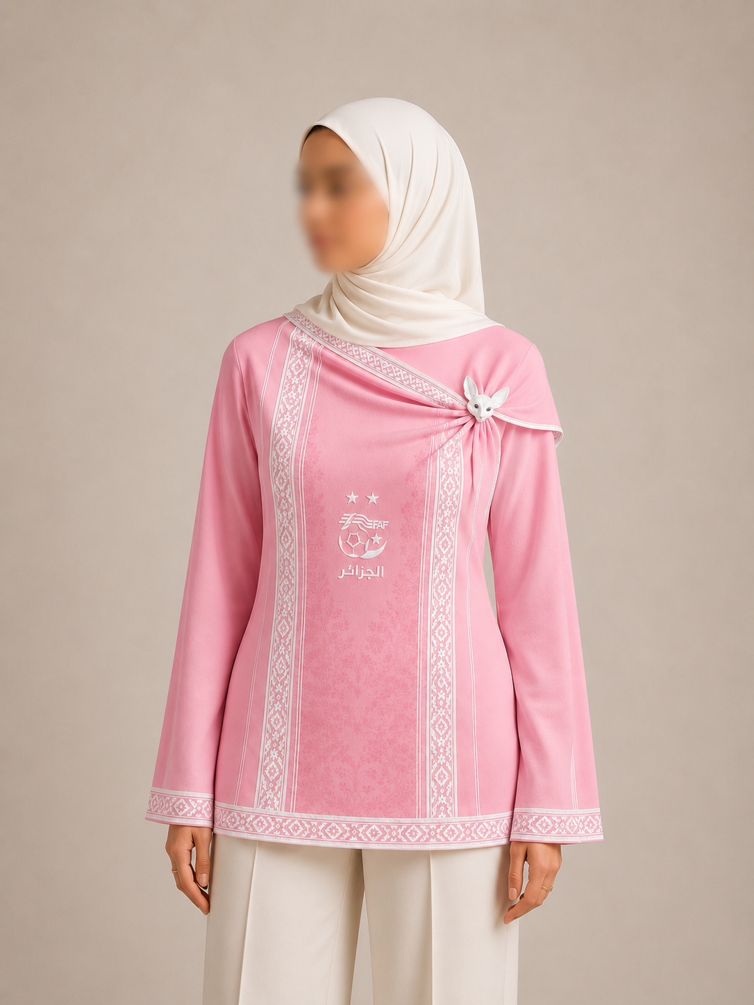 Rose Nacre — Top Manches Longues Voilée