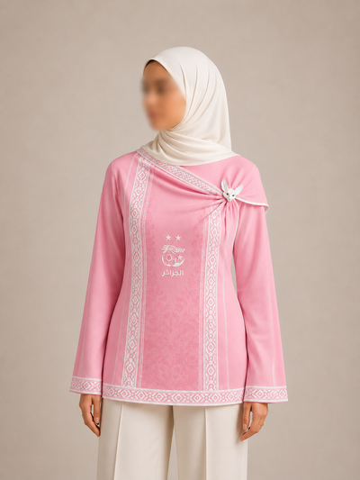 Rose Nacre — Top Manches Longues Voilée